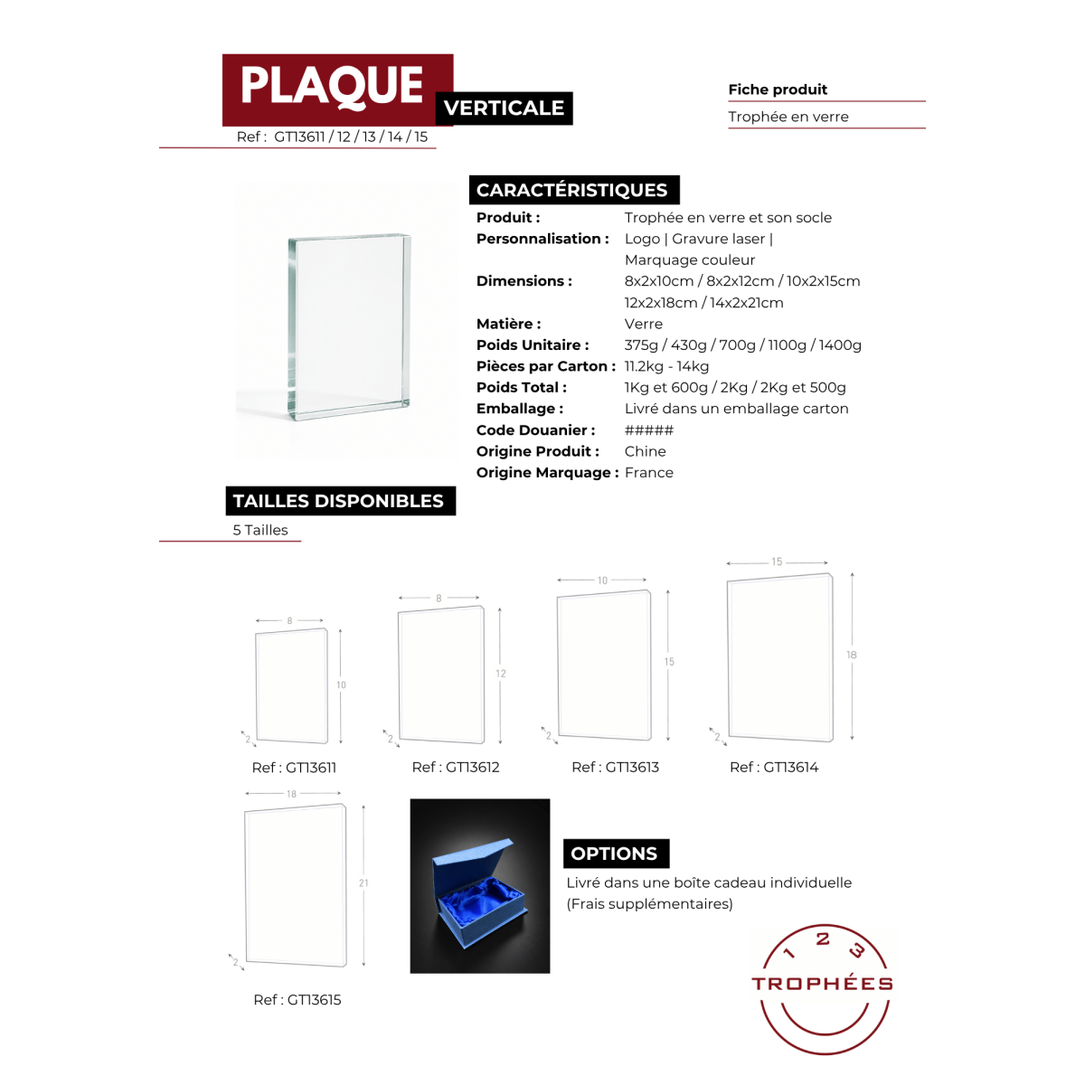 PLAQUE VERTICALE fiche produit