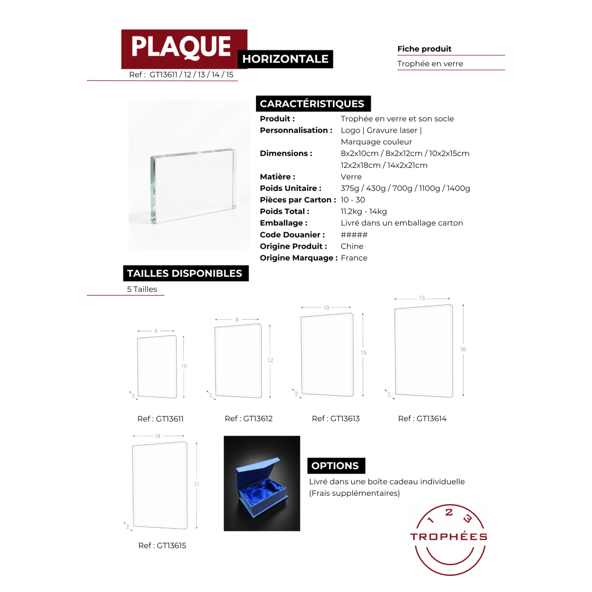 PLAQUE HORIZONTALE fiche produit
