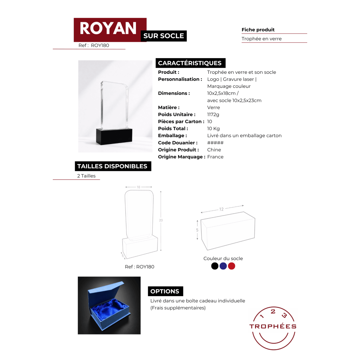 ROYAN avec socle fiche produit
