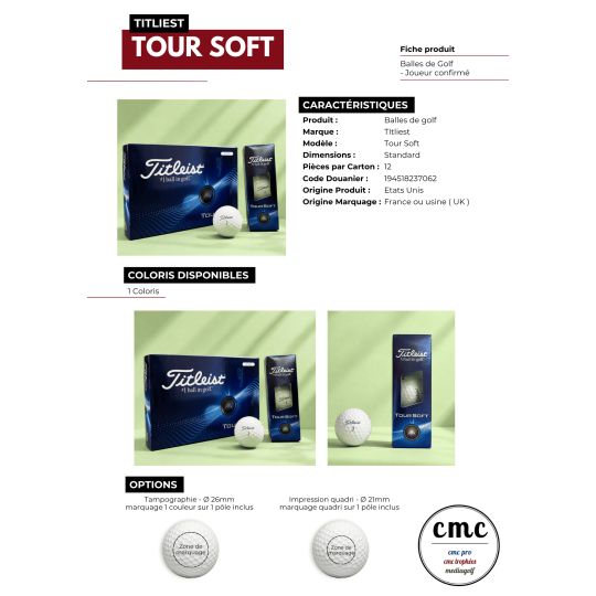 TITLEIST TOUR SOFT fiche produit