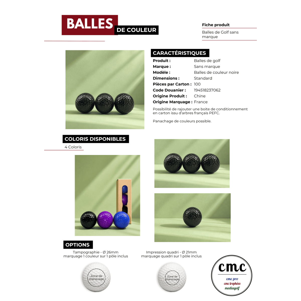 BALLE SANS MARQUE NOIRE fiche produit
