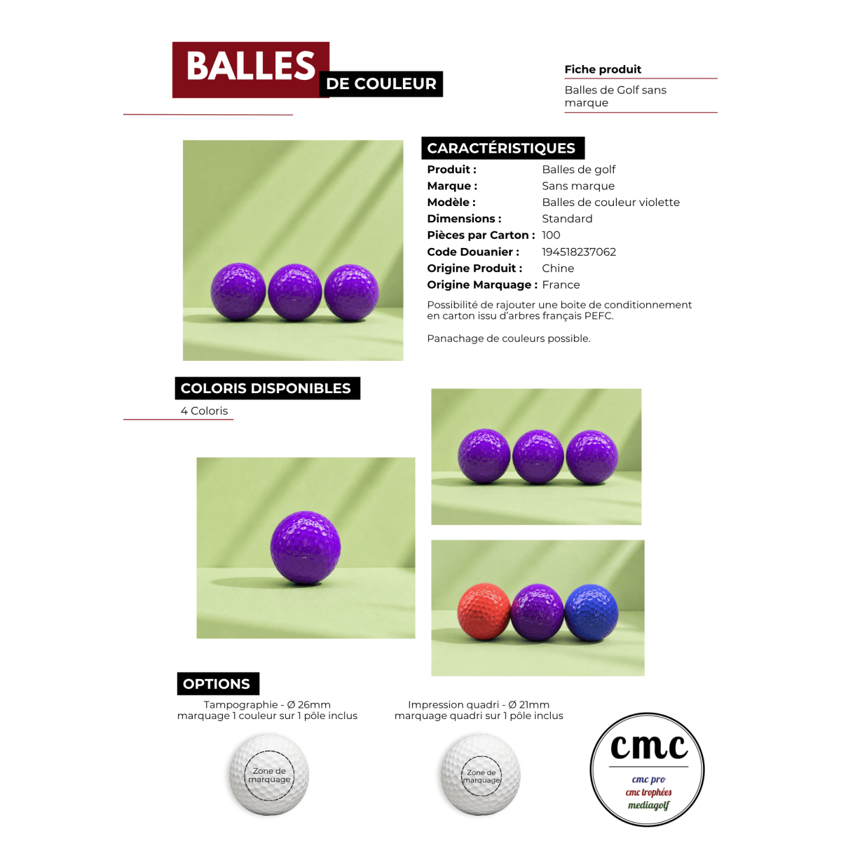 BALLE SANS MARQUE VIOLET fiche produit